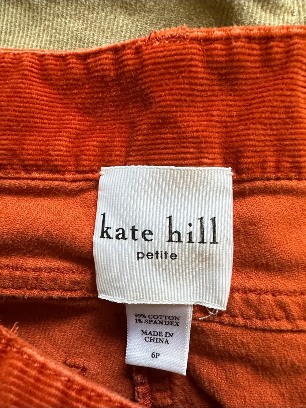 Kate Hill Trio Straight-Leg Corduroy Pants in Brown, Orange & Tan